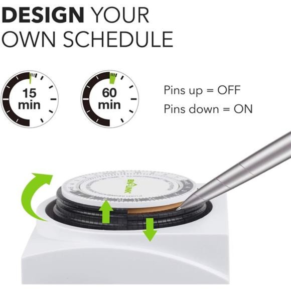 Heavy Duty Mechanical 24 Hour Timer Dual Outlet 3-Prong Accurate Indoor - Picture 6 of 6